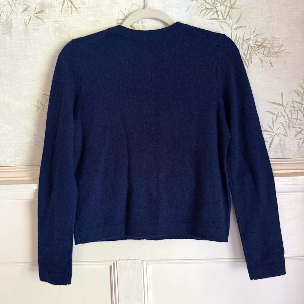 InCashmere Navy Blue Cashmere Cardigan Sweater Toggle Crewneck Quiet Luxury XS